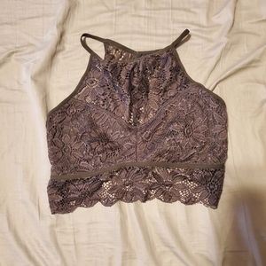 L Zenana Outfitters Grey Lace halter bralette